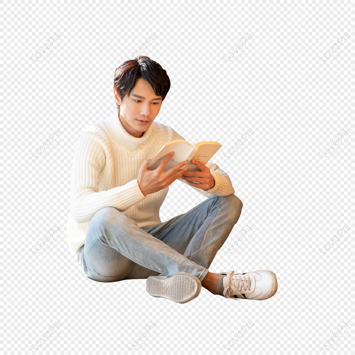 Male Sitting On The Floor Reading A Book PNG Transparent Background And  Clipart Image For Free Download - Lovepik | 401668860