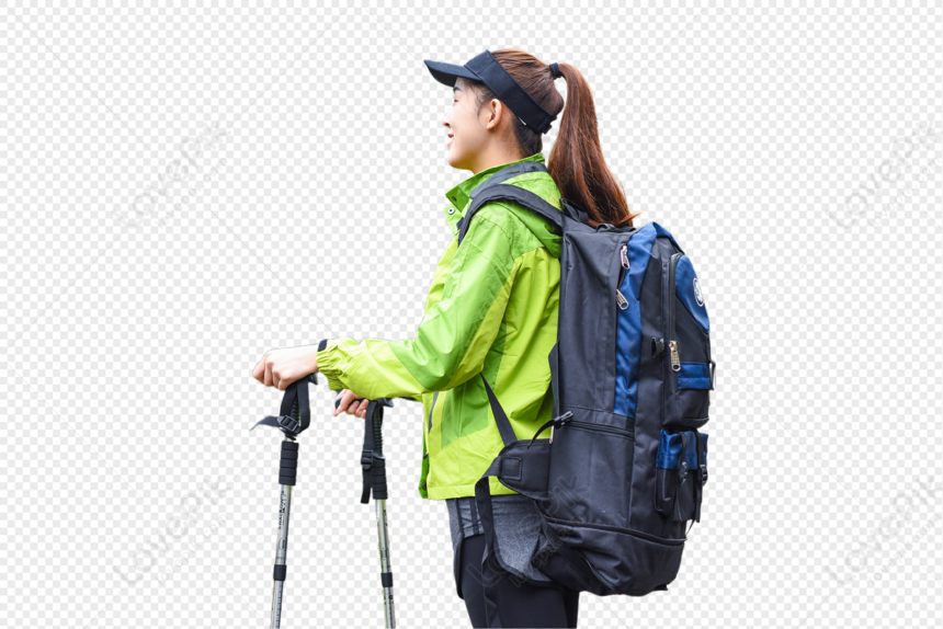 Outdoor Trekking Pole Sports Girl PNG Picture And Clipart Image For ...