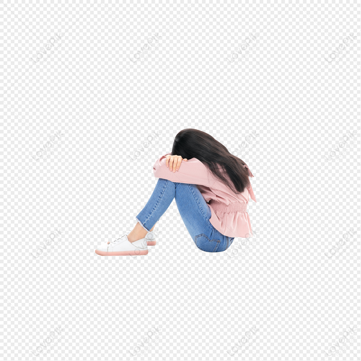 Sad Girl Sitting On The Ground Free PNG And Clipart Image For Free ...