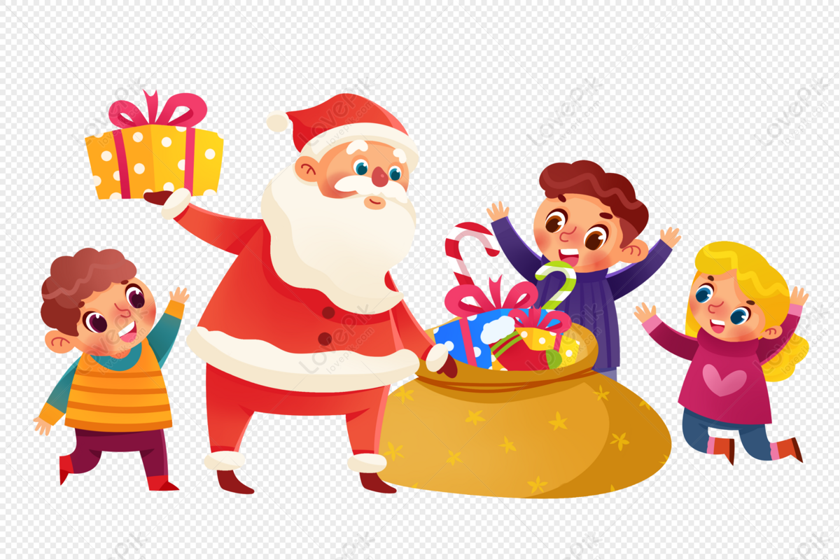 Santa giving Christmas gifts • MarMarClipArt
