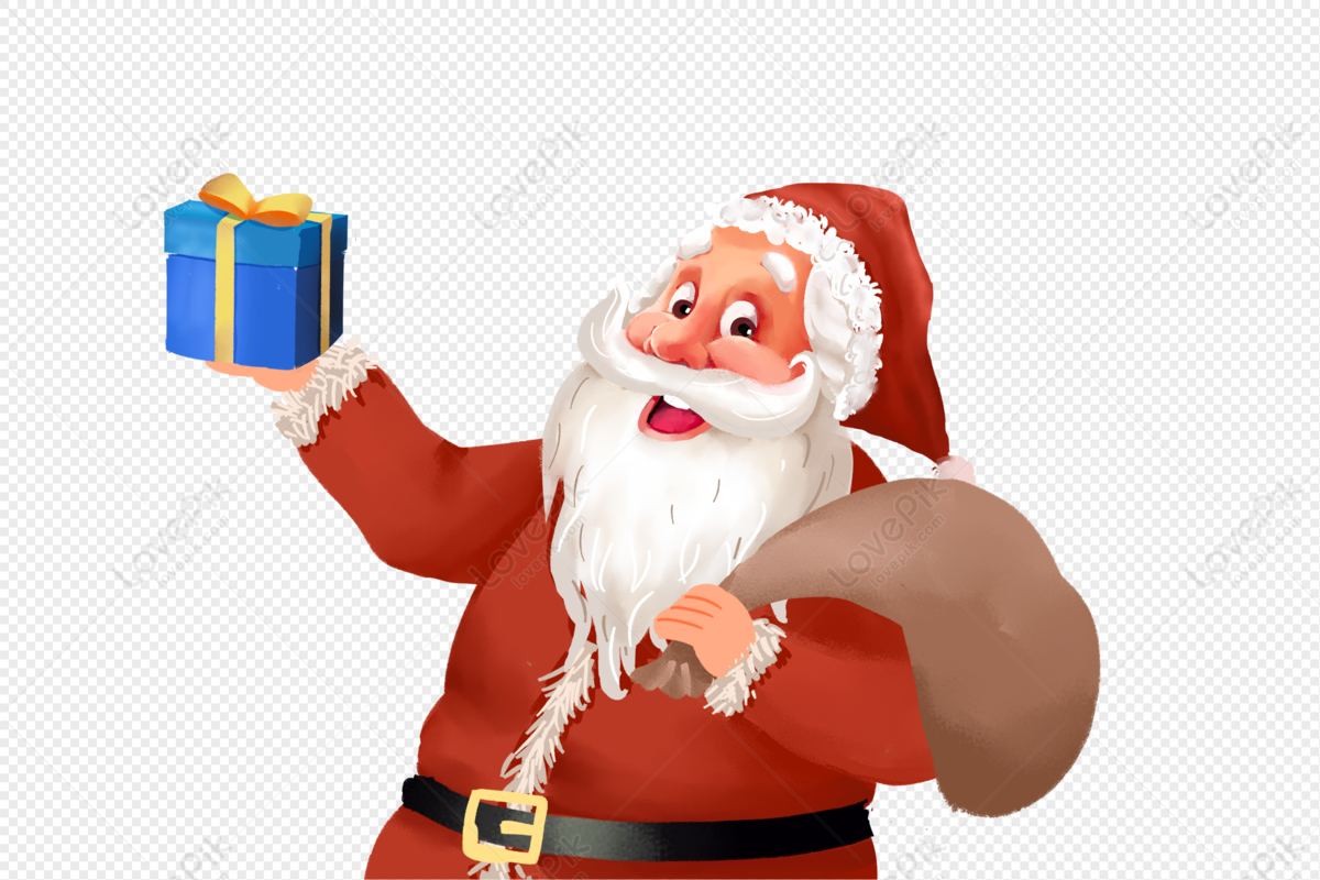 Santa Claus Giving Ts Hand Drawn Santa Give Santa Claus Png Image Free Download And