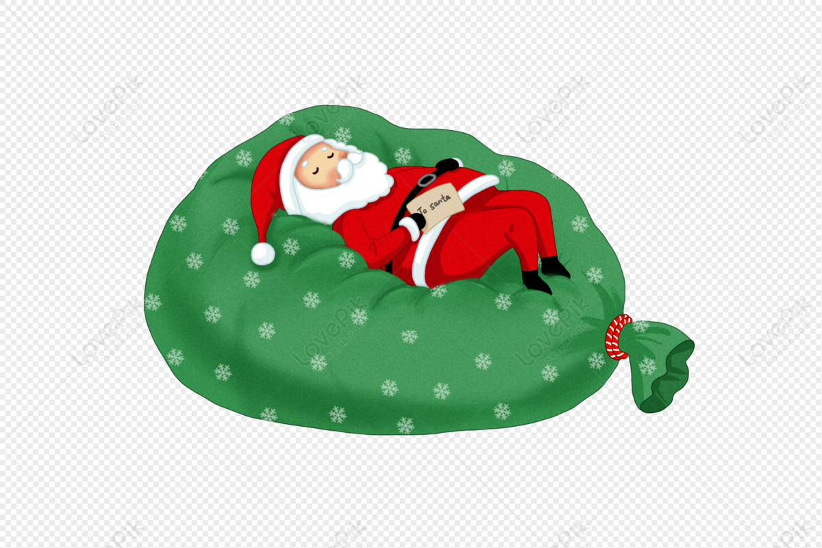 Santa Claus Lying On The Gift Bag, Santa Gift, Santa Claus, Sleep Free ...