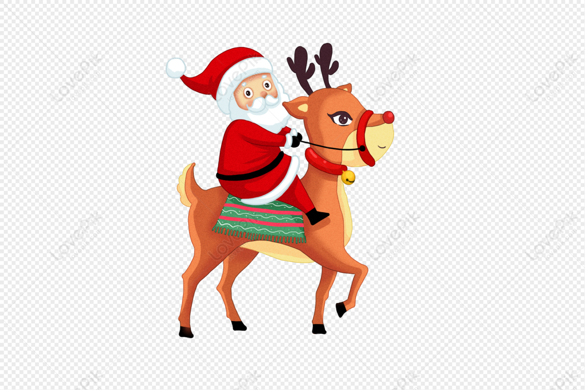 Santa Riding An Elk PNG Image And Clipart Image For Free Download ...