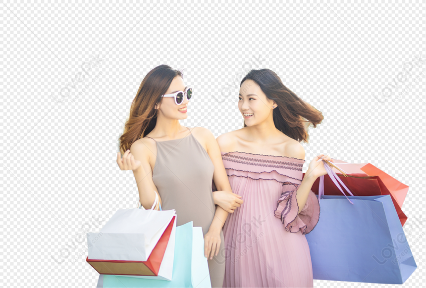 Two Beautiful Women Shopping, Material, Beauty, Women Shopping PNG ...