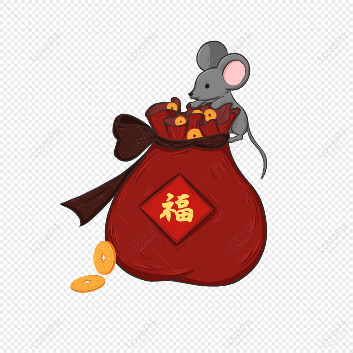 Year Of The Rat Lucky Bag, Lucky, Material, White Rat PNG White