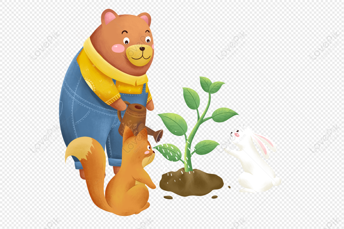 Animals Planting Trees PNG White Transparent And Clipart Image For Free  Download - Lovepik | 401686822