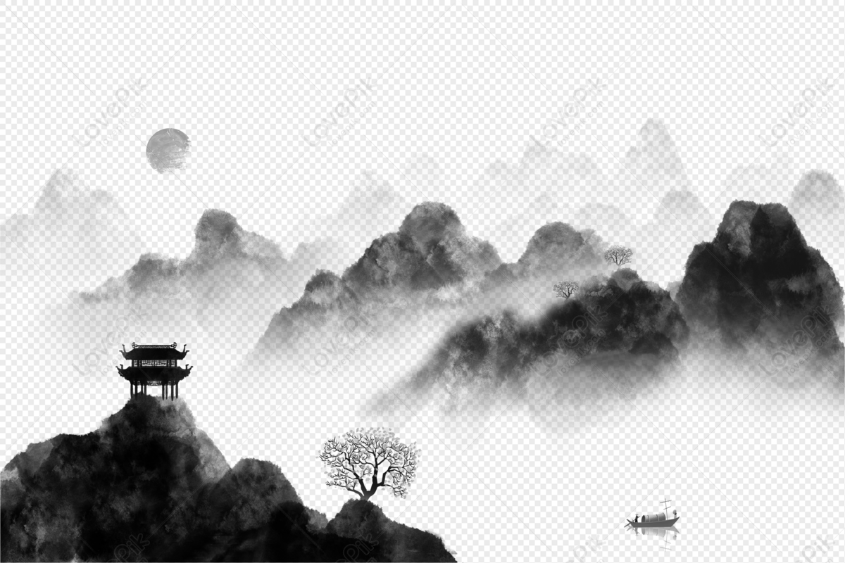 Chinese Landscape Painting Material Image PNG Transparent Background ...