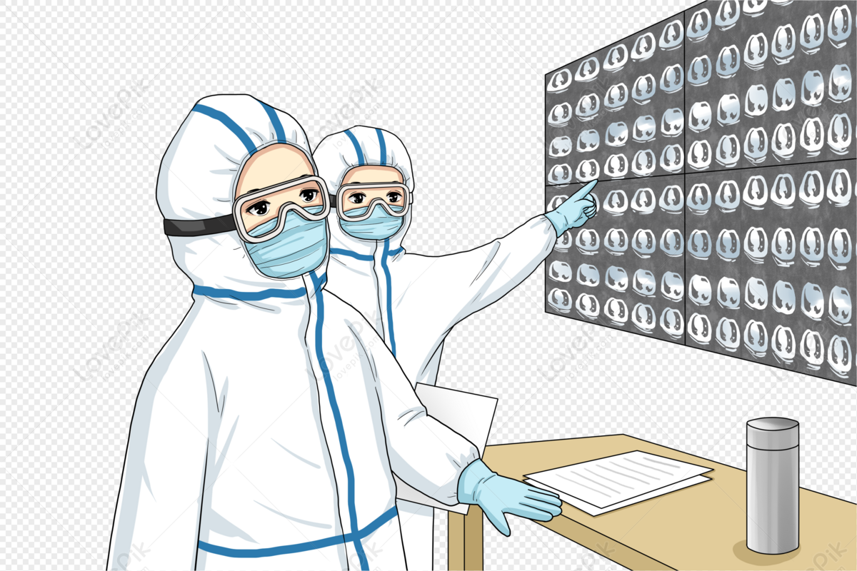 Doctors in protective clothing study cases, case study, doing research, case png image