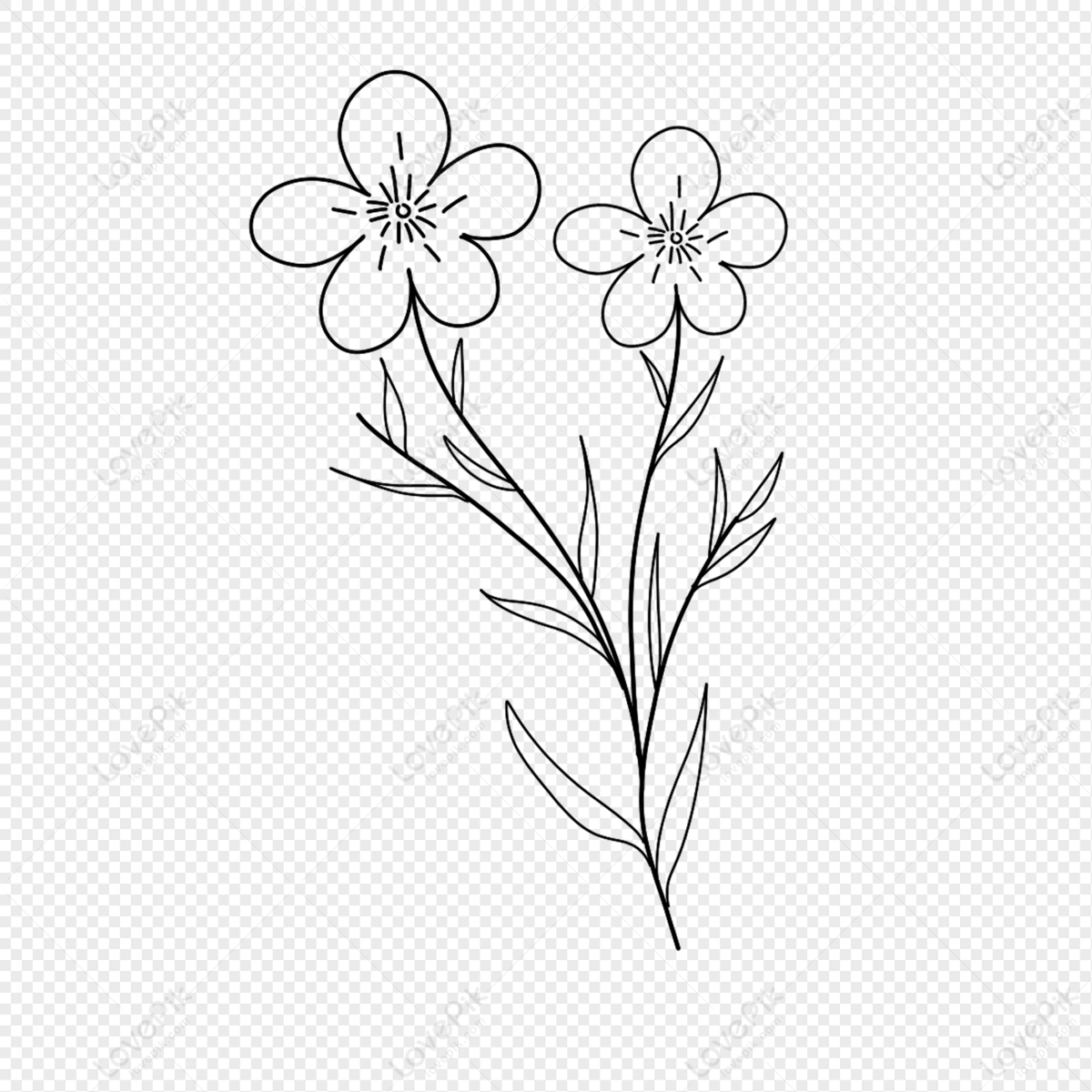 Flower Stick Figure, Stick Figure, Green Plant, Blossom Drawing PNG ...