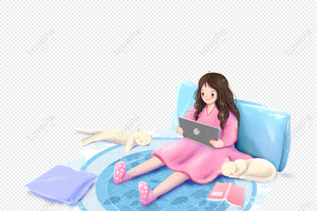 Girl Playing With Tablet PNG Image Free Download And Clipart Image For Free  Download - Lovepik | 401686381