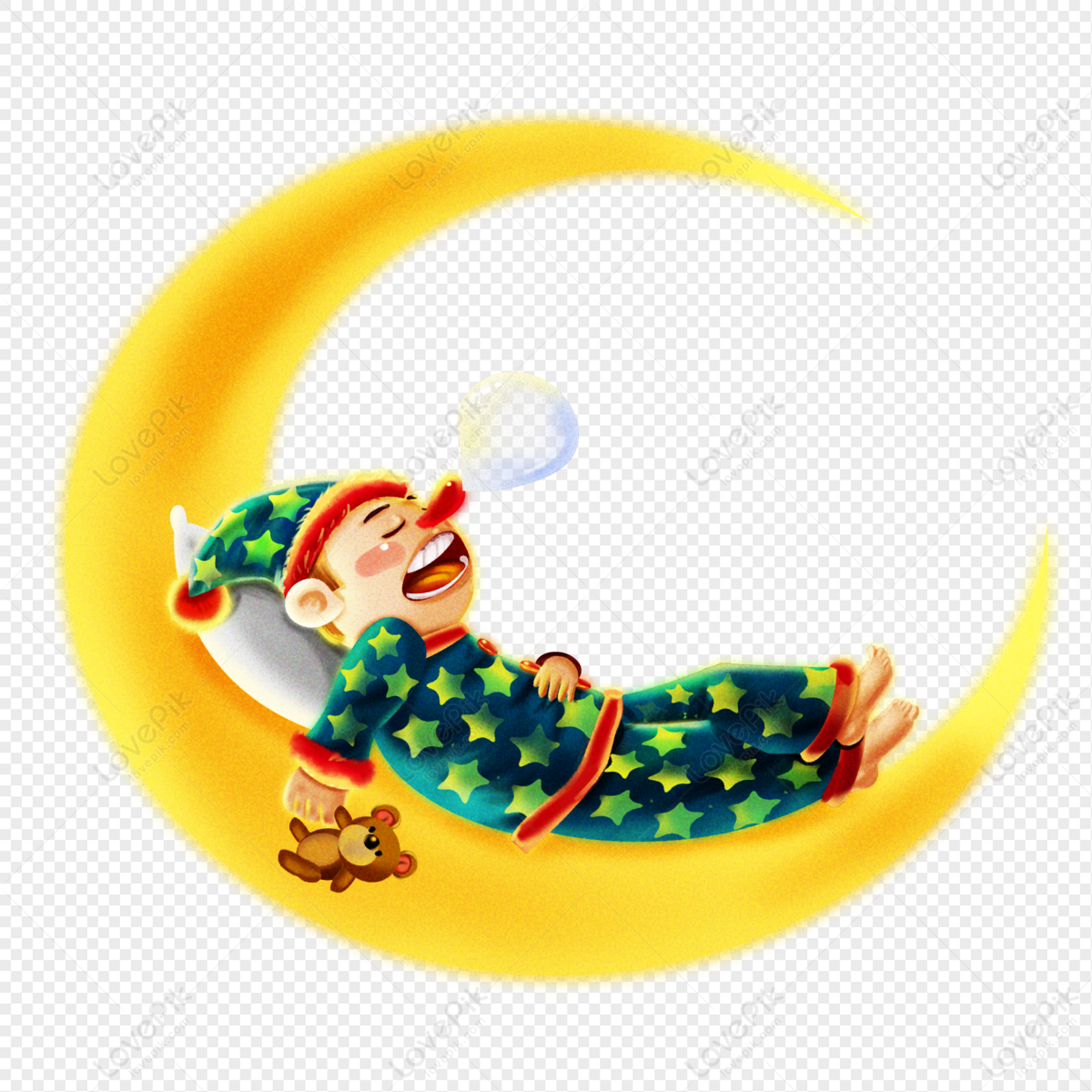 sleeping man in the moon clipart