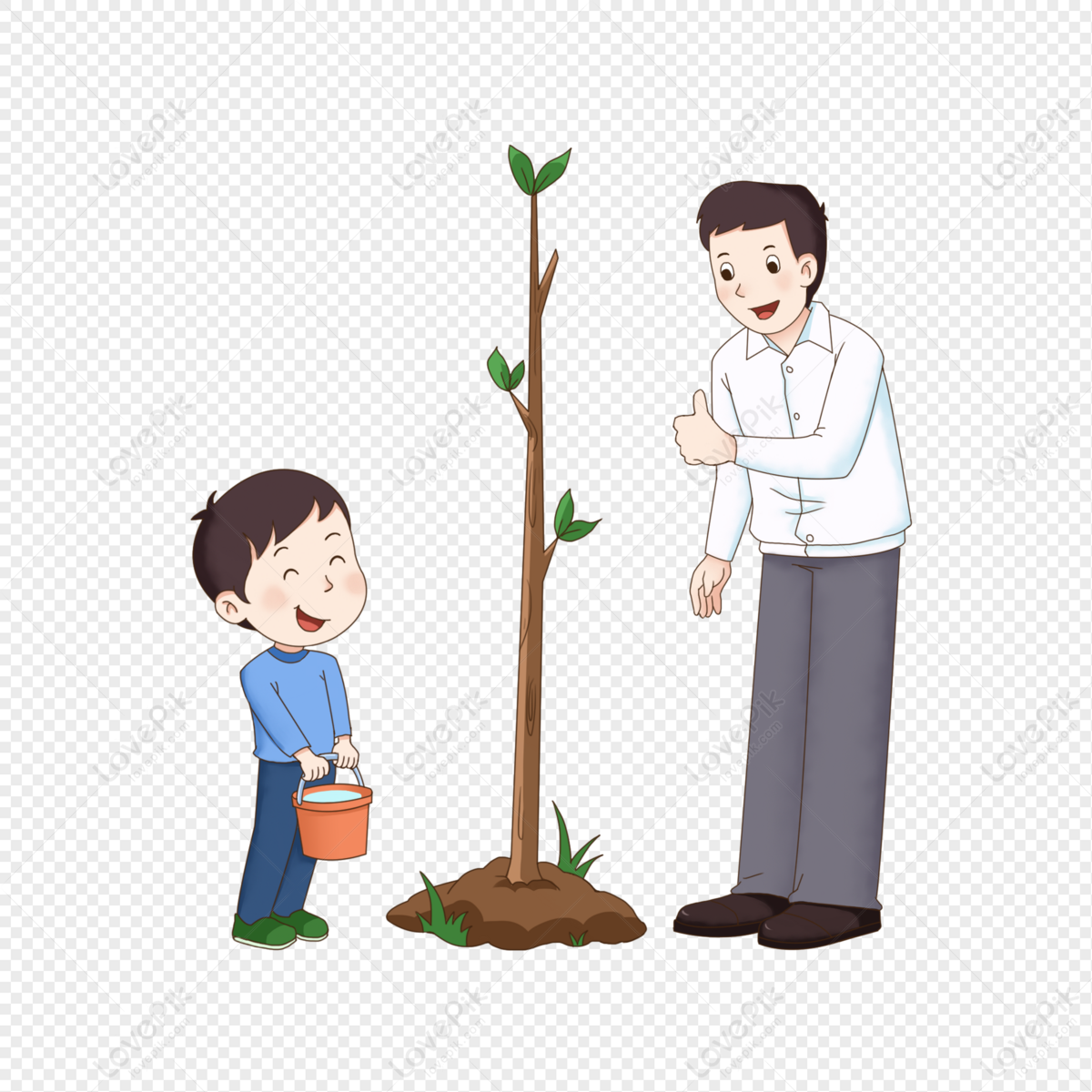 Spring Teacher With Students Planting Tree Cartoon Elements PNG Free  Download And Clipart Image For Free Download - Lovepik | 401679703