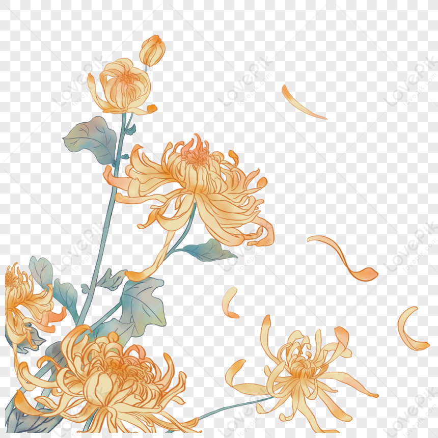 Anime Hand Painted Flowers Illustration Free PNG And Clipart Image For ...