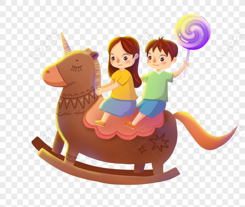 A Boy And A Girl On A Trojan Horse, Boy And Girl, Material, Children ...