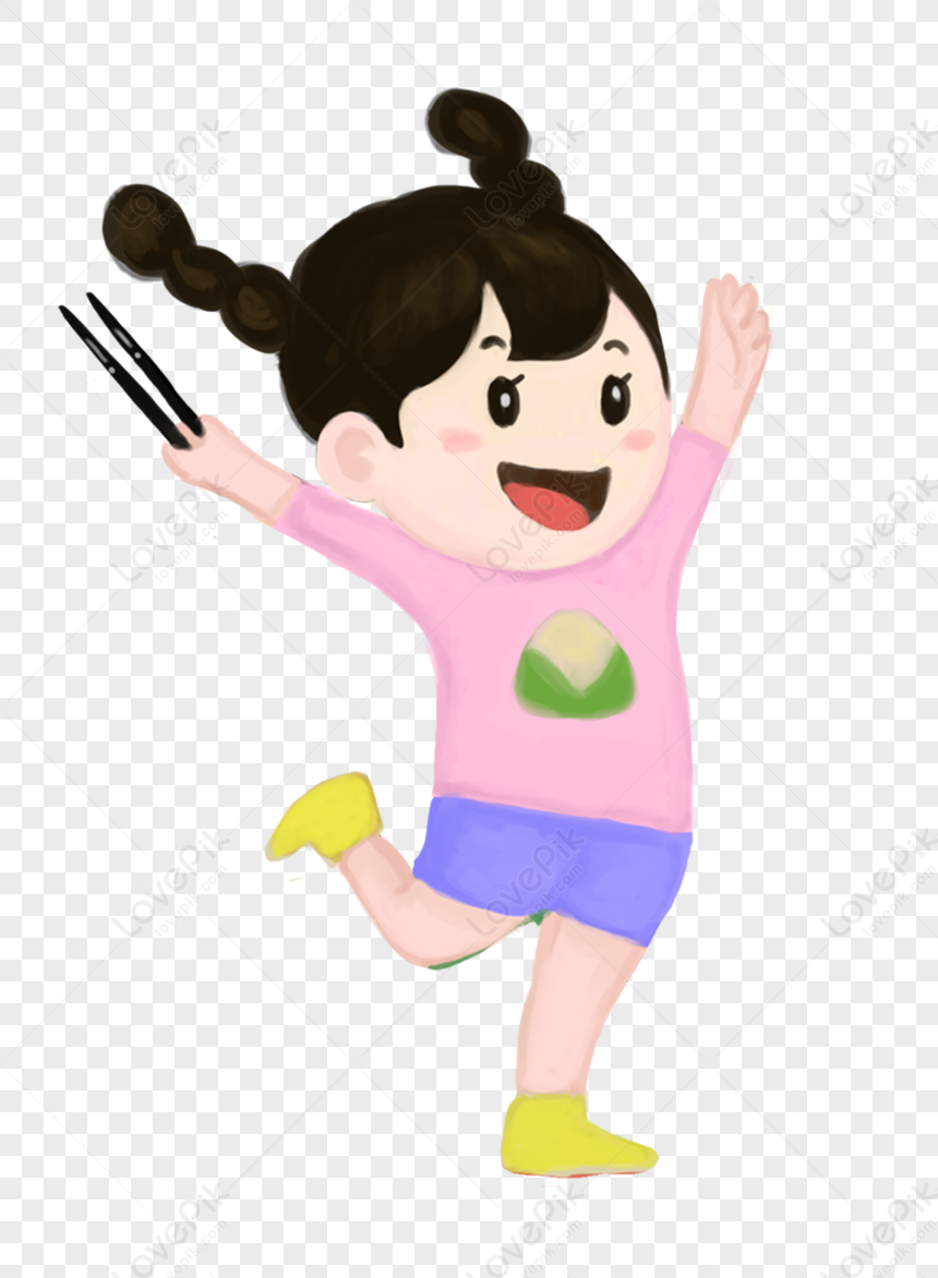 A Girl With Chopsticks, Animation Girl, Girl Holding, Girl Pink PNG ...