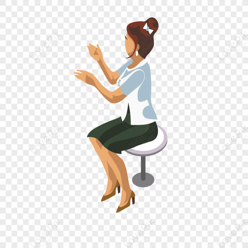 A Lady Sitting On A Chair, Sitting Stool, Sitting Woman, Lady Clipart ...