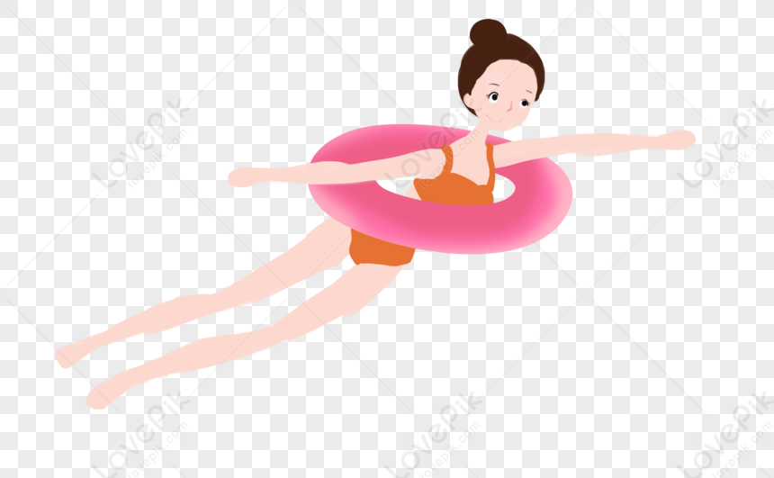 A Maiden Swimming, Girl Vector, Girl Swimming, Cartoon Swimming PNG ...