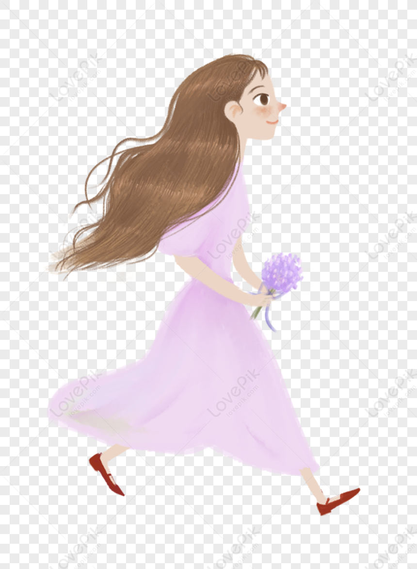 Girl In Skirt, Flowers Girl, Girl Purple, Dress Girl PNG Transparent ...