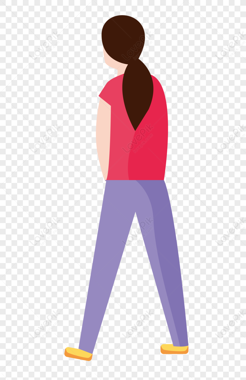 Womans Figure, Cartoon Walking, Girl Purple, Purple Red PNG Transparent ...