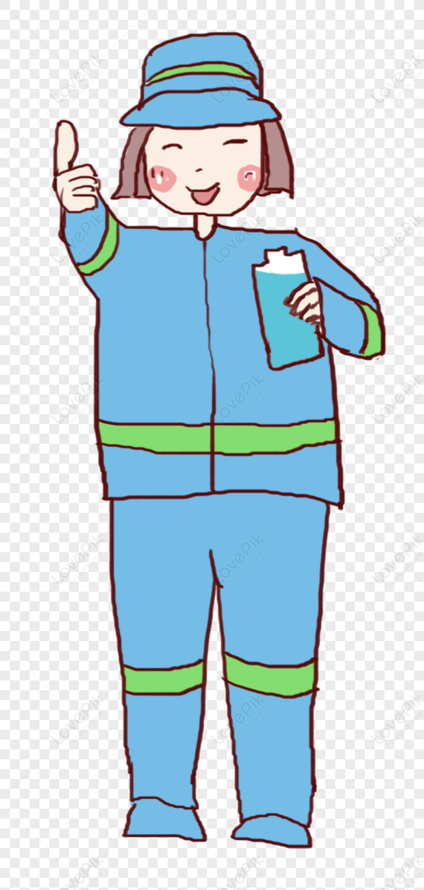 Environmental Sanitation Worker, Body Lines, Cartoon Worker, Light ...