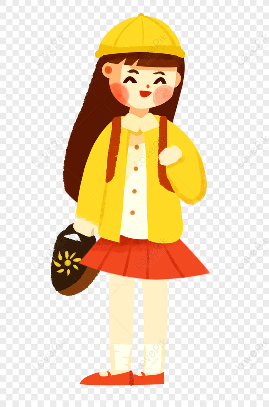 Student, Cartoon School, Girl Yellow, Cartoon White PNG Free Download ...