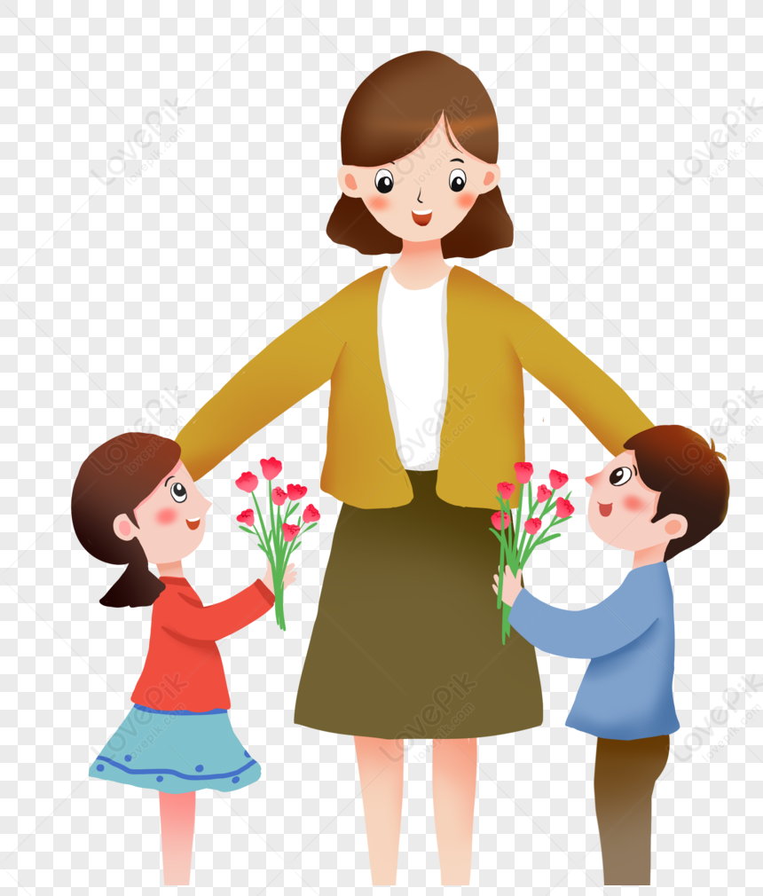 Teachers Day Element, Art Cartoon, Child School, Child Mother PNG ...