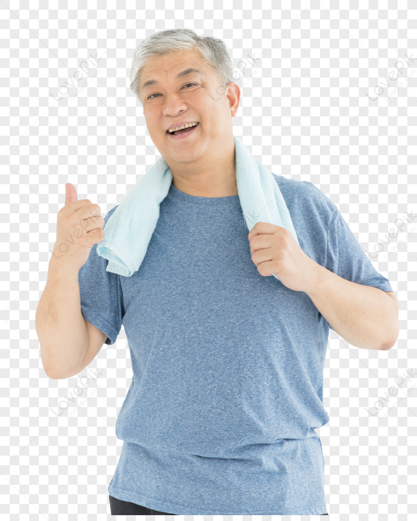 Image Of Aged Male Wiping Sweat Blue Towel Light Man Man Towel Png