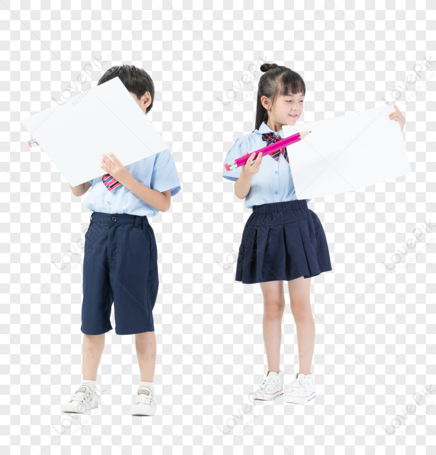 Two Children Learn To Draw Together PNG White Transparent And Clipart ...