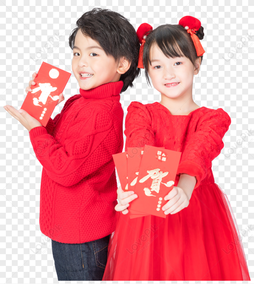 Boys And Girls With Red Envelopes PNG Image Free Download And Clipart ...