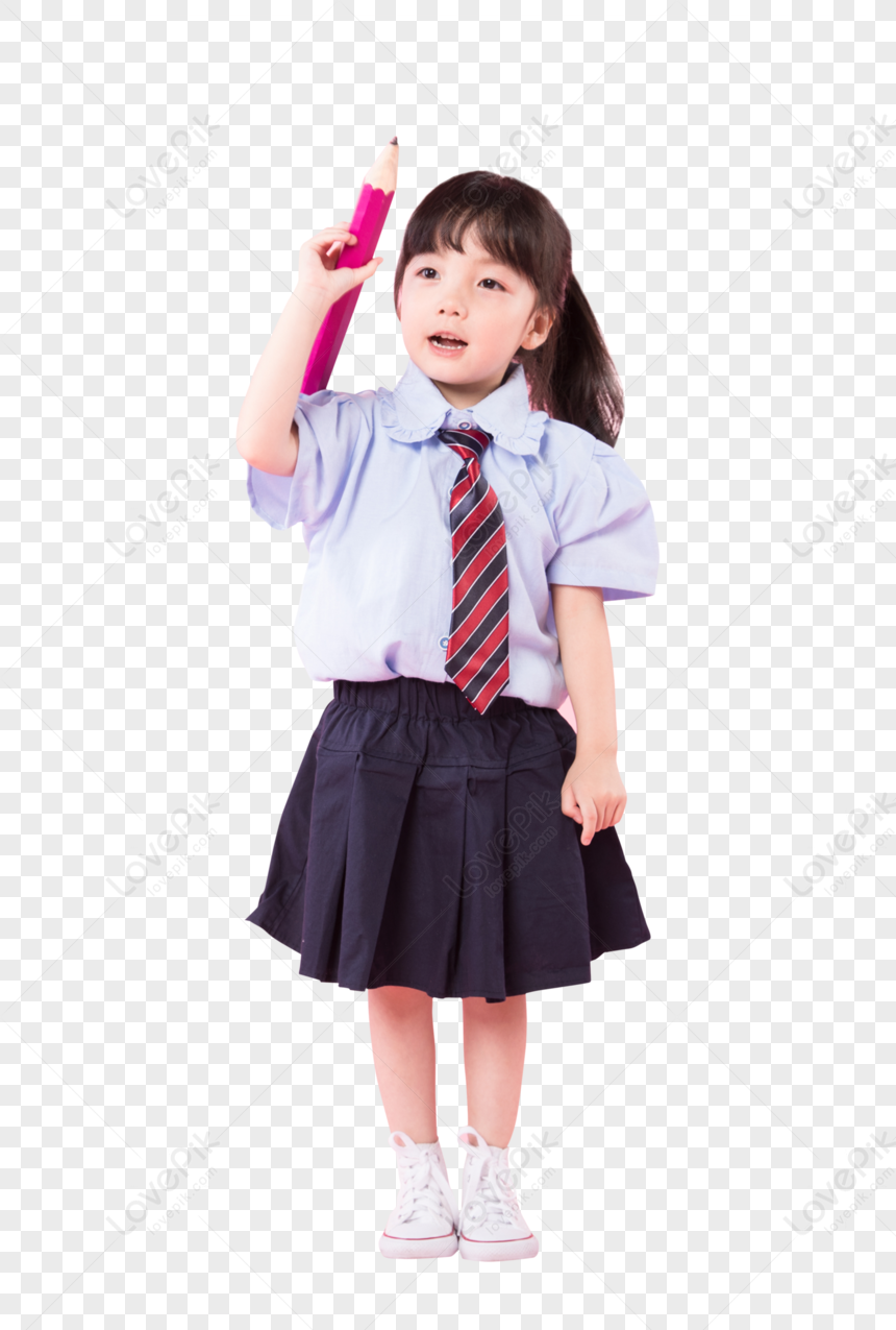 Lovely Pupil, Holding Pencil, School Uniform, Girl School Free PNG And ...