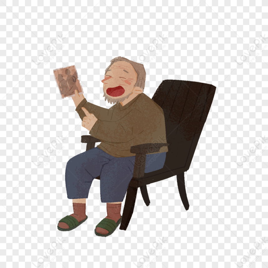 An Old Man Sitting And Reading PNG Image Free Download And Clipart ...