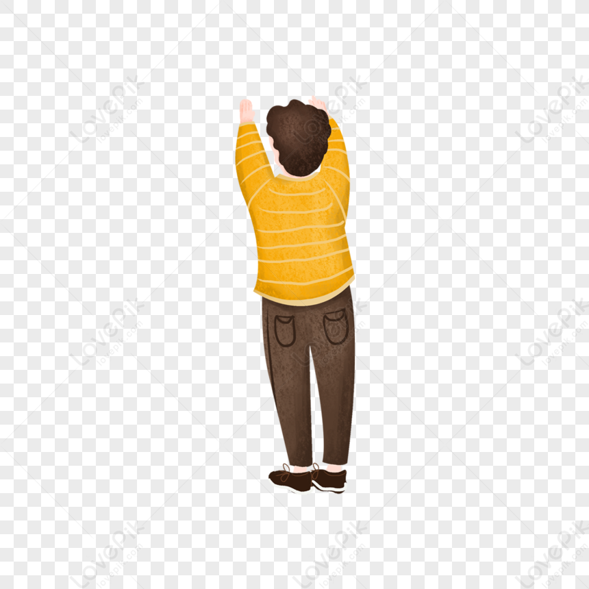 Back Of A Boy Stretching His Hand Upward, The Upward, Hi., Back PNG ...