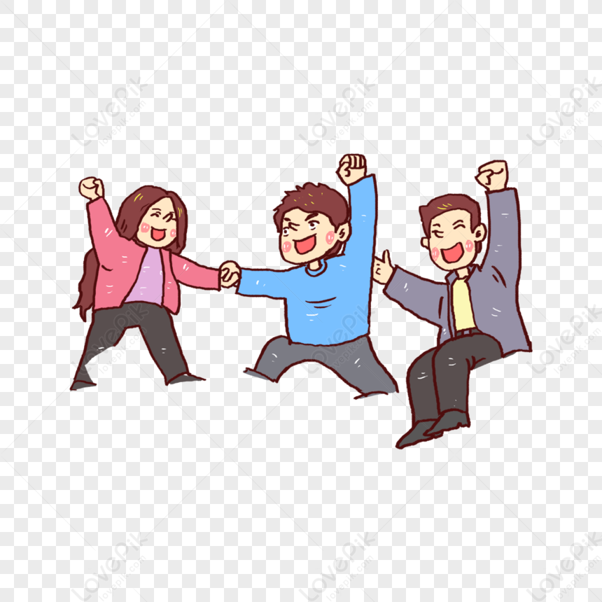 Cheering Men And Women, Couple Smiling, Couple Vector, Cartoon Dancing ...