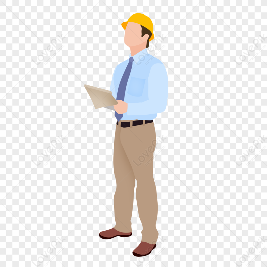Flat Engineer Construction Worker Isometric Man Construction Man Png