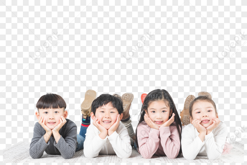 Happy Children Lay On The Carpet PNG Transparent Image And Clipart ...