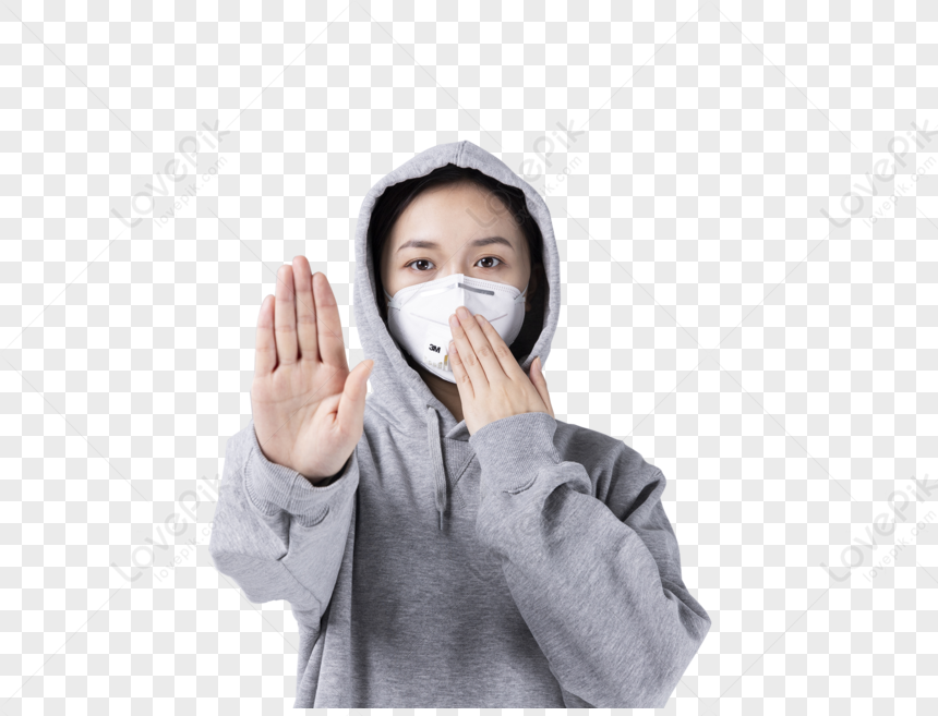 Keep Away From Dust And Haze, Vector Woman, Face Mask, Hoodie.