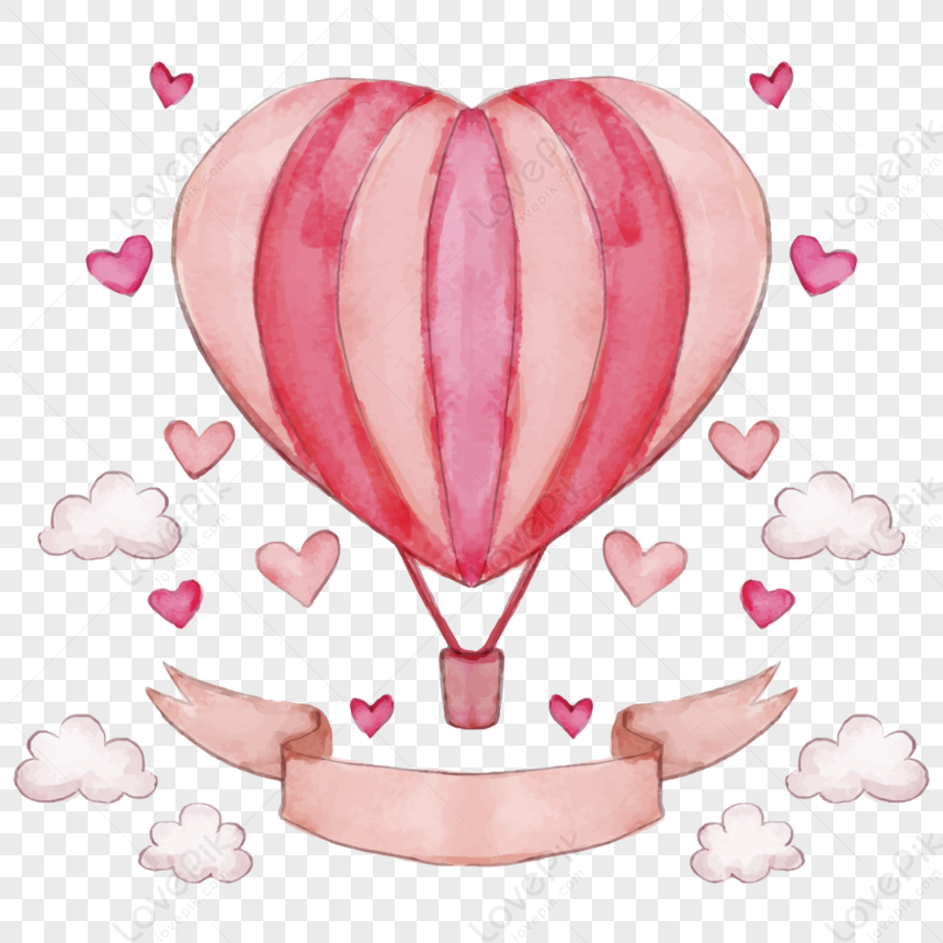 Painted Love Balloon, Balloon Heart, Balloon Pink, Balloon Watercolor ...