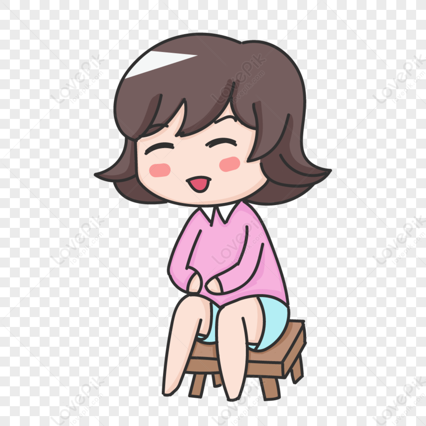 A Sitting Child, Cartoon Sitting, Girl Sitting, Sitting Stool PNG Image ...