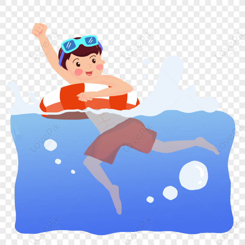 A Swimming Boy, Ocean Swimming, Boy Vector, Boy Cartoon PNG Image Free ...