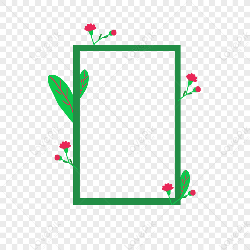 Beautiful Garland, Green Minimalist, Frame Vector, Dark Red PNG White ...