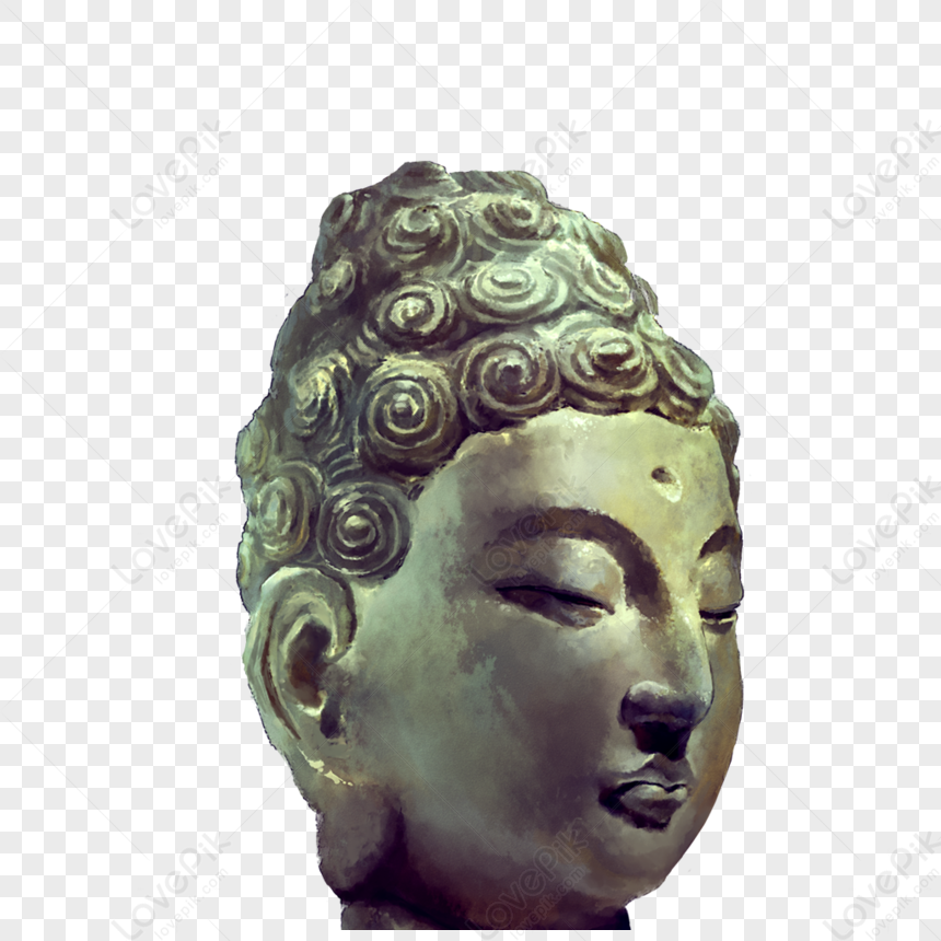 Buddha Statue Buddha Head Buddha Light Dark Green Png Free Download