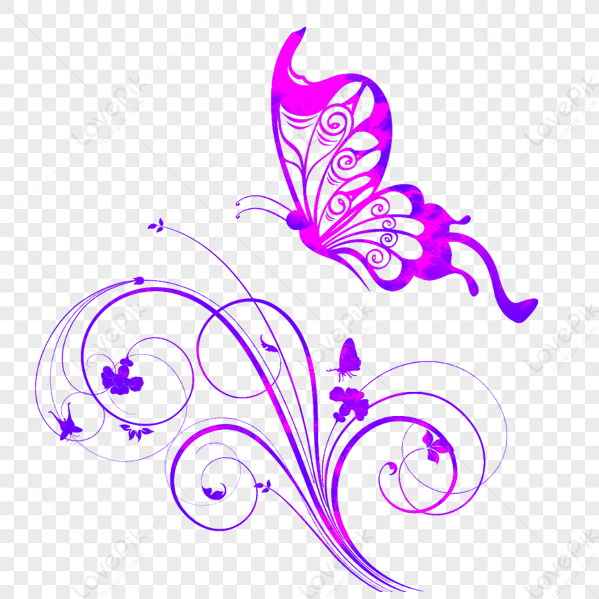 Butterfly, Butterfly Pink, Butterfly Line, Butterfly Flowers PNG Hd