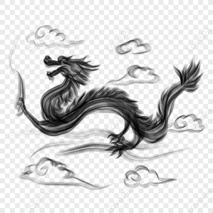 Chinese Wind Dragon, Dragon Tattoo, Chinese Clouds, Free From Cuts PNG ...