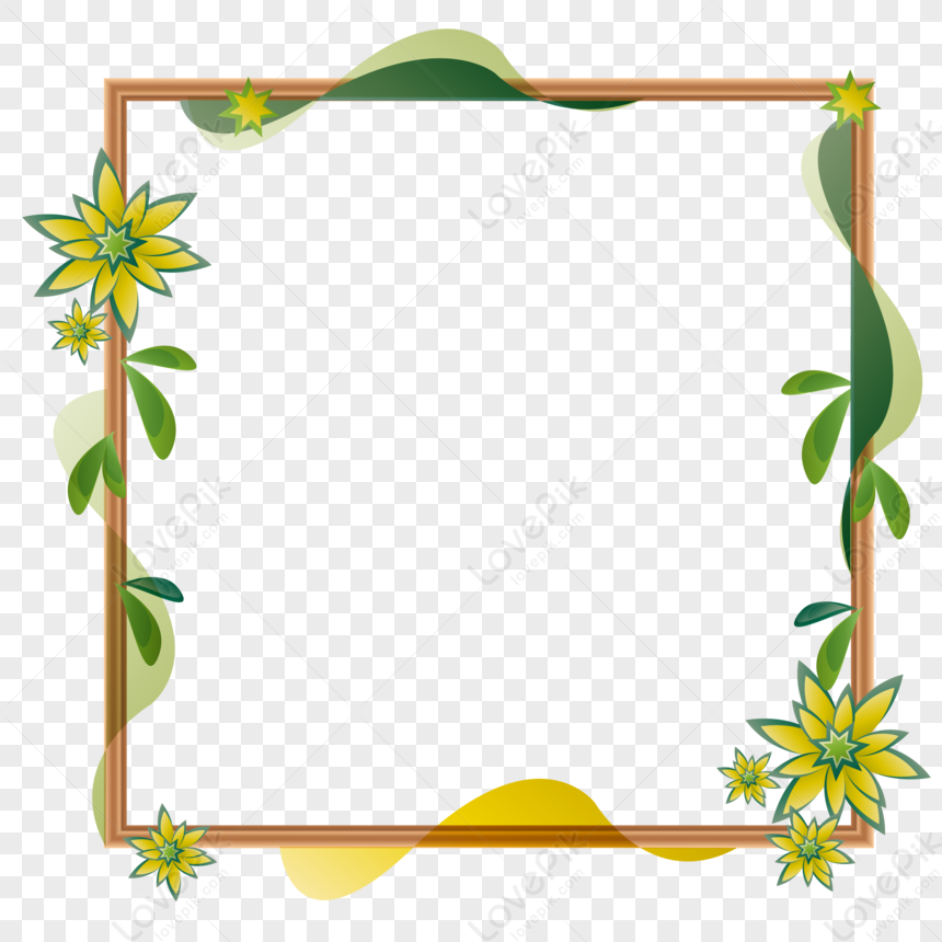 Exquisite Plant Border Vector Map, Flowers Yellow, Green Yellow, Brown ...