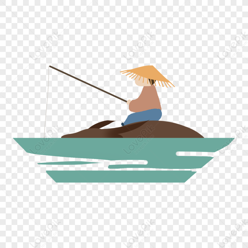 Fishermen Fishing On Qingming Festival, Fishing Man, Fishing Vector ...