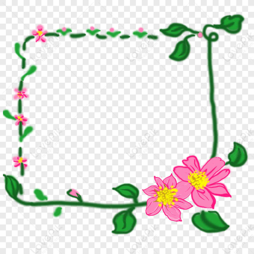 Flower Leaf Border, Flower Lines, Flower Vector, Flower Frame PNG Hd ...