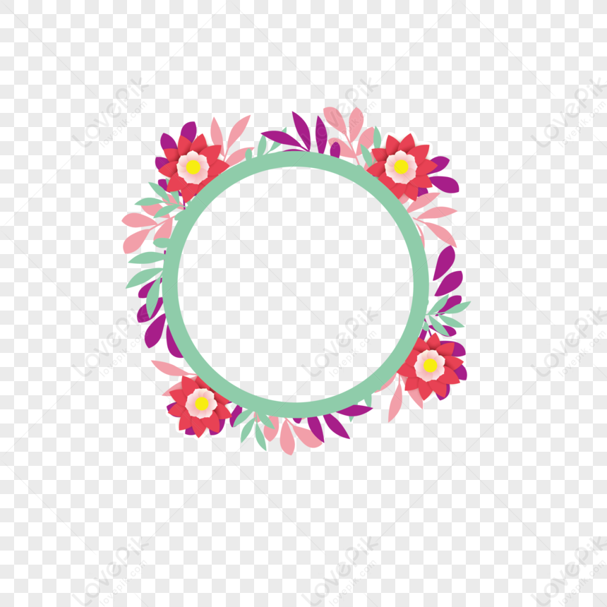 Ornamental Border Of Plants And Flowers, Floral Wreath, Colorful Floral ...