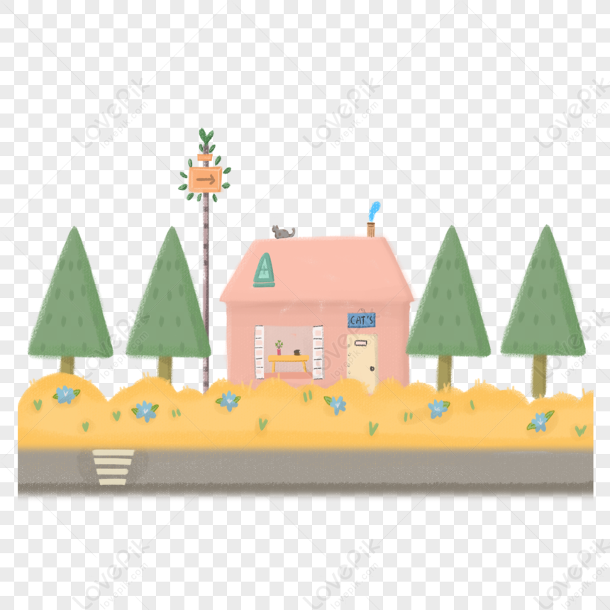 Pet Shop, Pet Shop, Pink House, Road Trees PNG Picture And Clipart ...