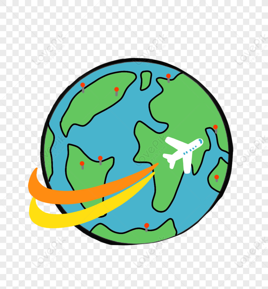 Round The World Flight, Travel World, Earth, Creative PNG Free Download ...