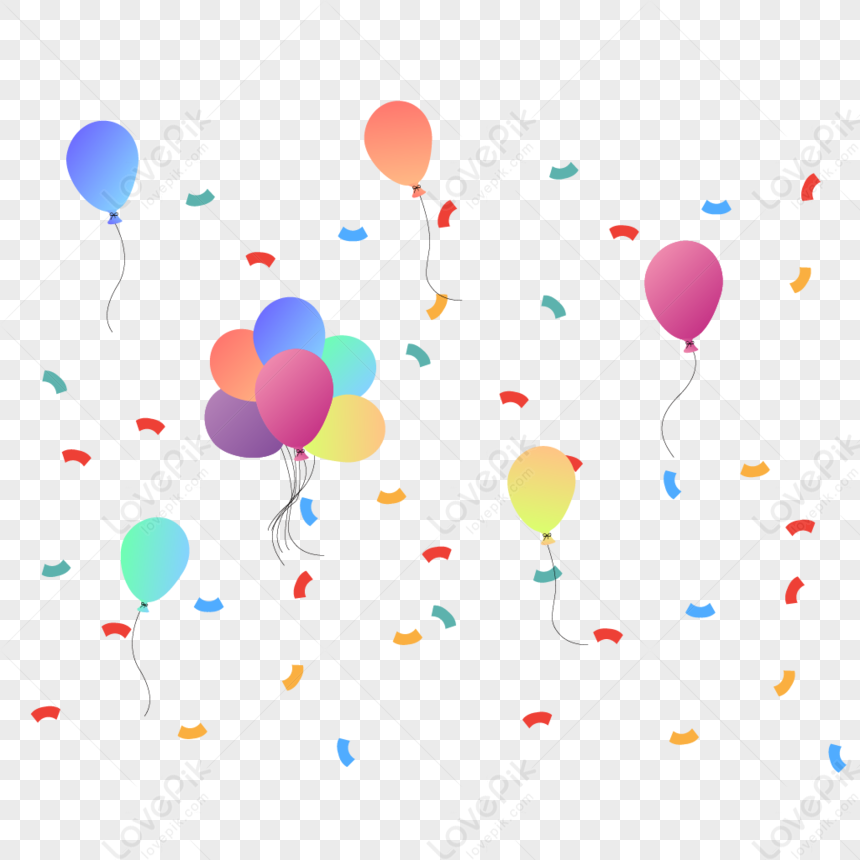 Ai Vector Gradient Party For Balloon Ribbon, Colorful Confetti, Aerial ...